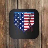 Baseball Drip Ice Cream Patriotic American Flag Coaster thumb 0
