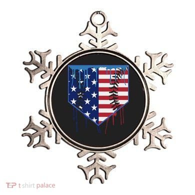 Baseball Drip Ice Cream Patriotic American Flag Ornament