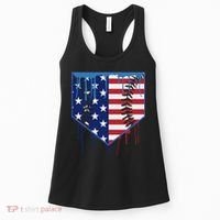Baseball Drip Ice Cream Patriotic American Flag Women's Tank Top thumb 0