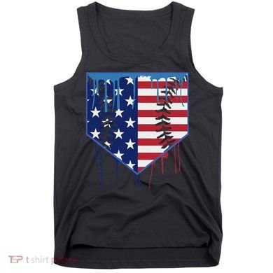 Baseball Drip Ice Cream Patriotic American Flag Tank Top