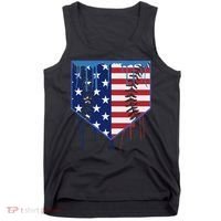 Baseball Drip Ice Cream Patriotic American Flag Tank Top thumb 0