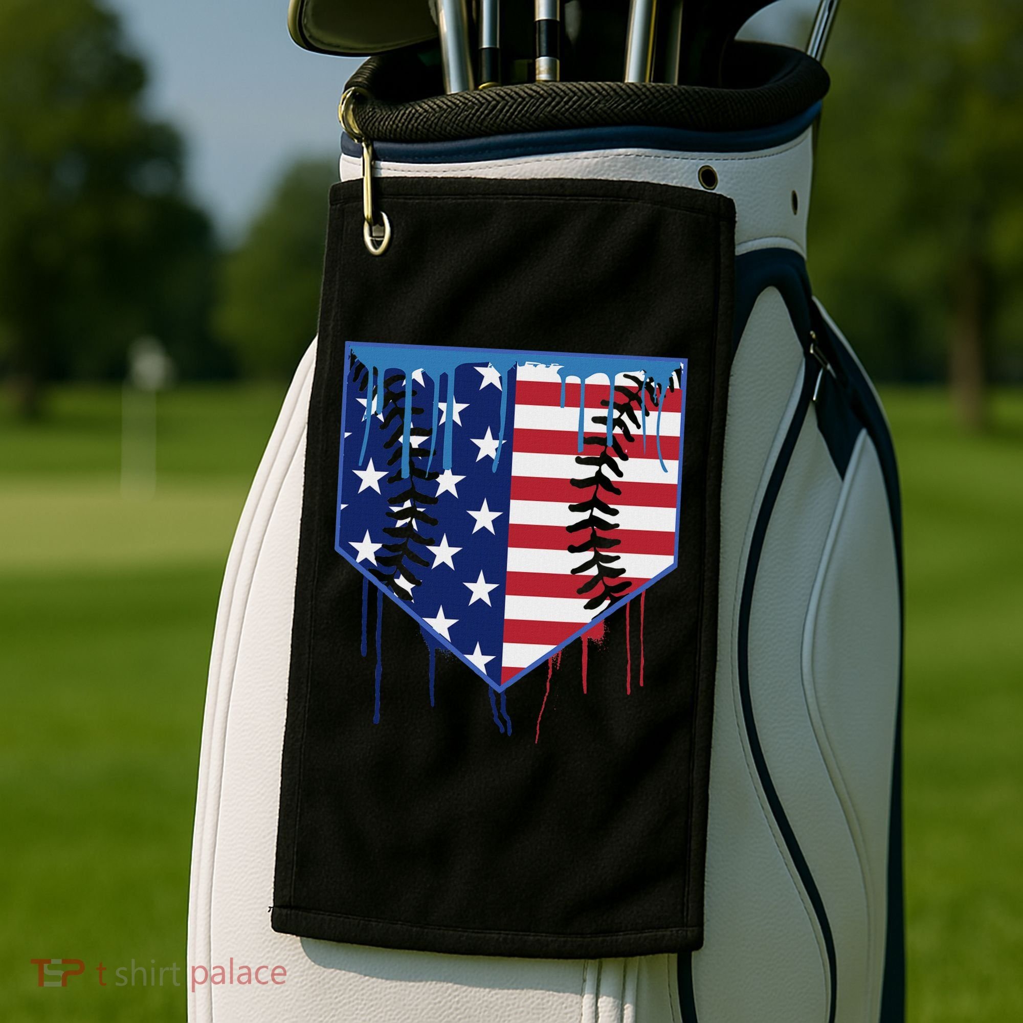 Baseball Drip Ice Cream Patriotic American Flag Golf Towel