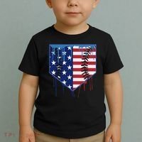 Baseball Drip Ice Cream Patriotic American Flag Toddler T-Shirt thumb 2