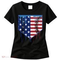 Baseball Drip Ice Cream Patriotic American Flag Women's T-Shirt thumb 0