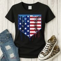 Baseball Drip Ice Cream Patriotic American Flag Women's T-Shirt thumb 3