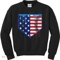 Baseball Drip Ice Cream Patriotic American Flag Kids Sweatshirt thumb 0