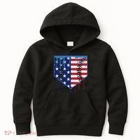 Baseball Drip Ice Cream Patriotic American Flag Kids Hoodie thumb 0