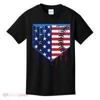 Baseball Drip Ice Cream Patriotic American Flag Kids T-Shirt thumb 0