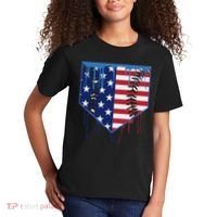 Baseball Drip Ice Cream Patriotic American Flag Kids T-Shirt thumb 2