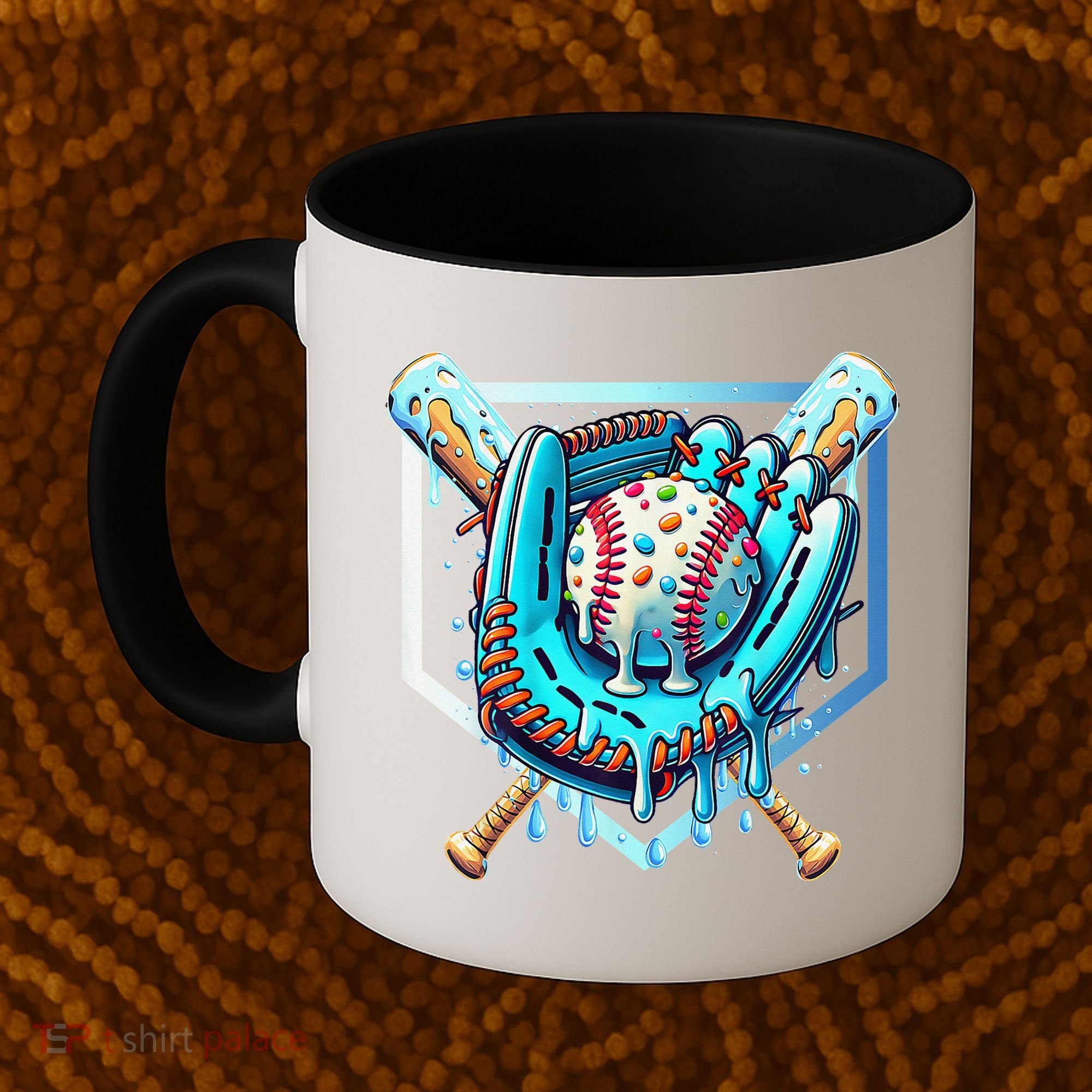 Baseball Drip Ice Cream Sprinkles Baseball Glove Coffee Mug