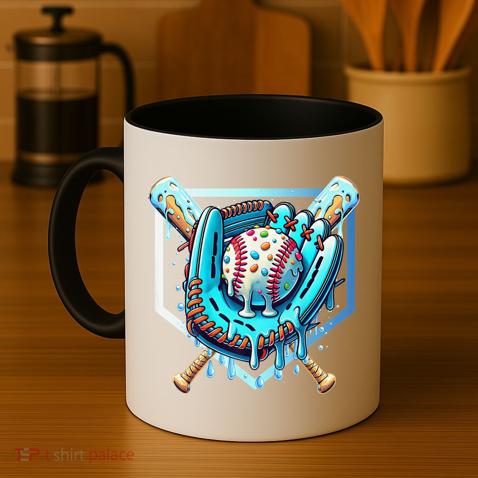 Baseball Drip Ice Cream Sprinkles Baseball Glove Coffee Mug