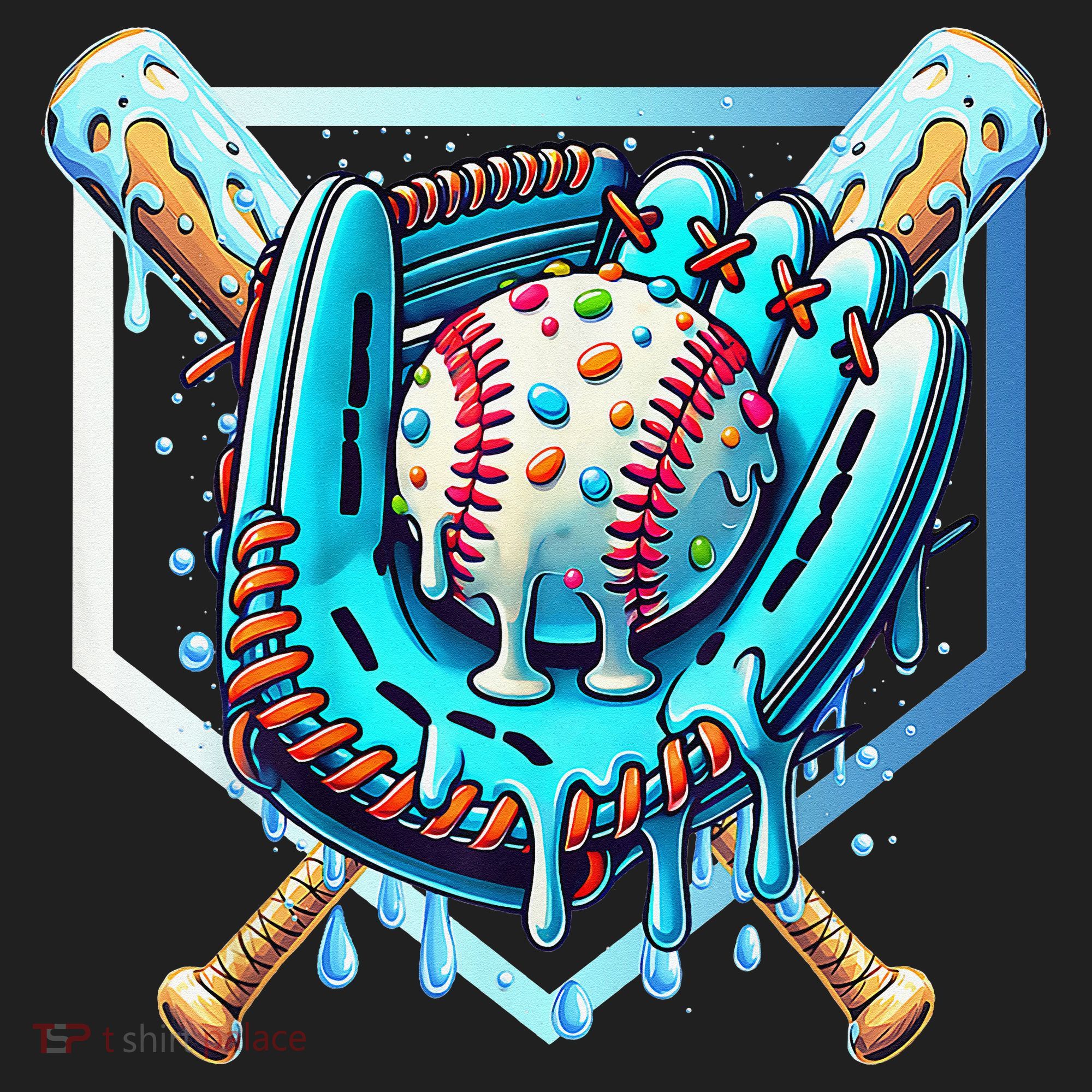 Baseball Drip Ice Cream Sprinkles Baseball Glove Beanie