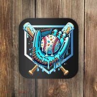 Baseball Drip Ice Cream Sprinkles Baseball Glove Coaster thumb 0