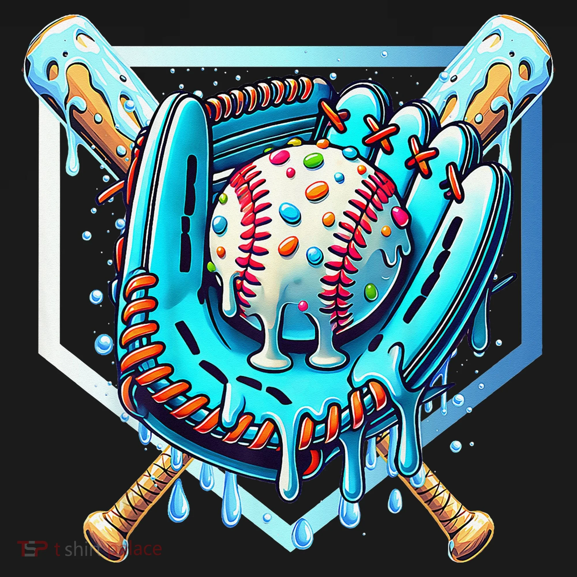 Baseball Drip Ice Cream Sprinkles Baseball Glove Ornament