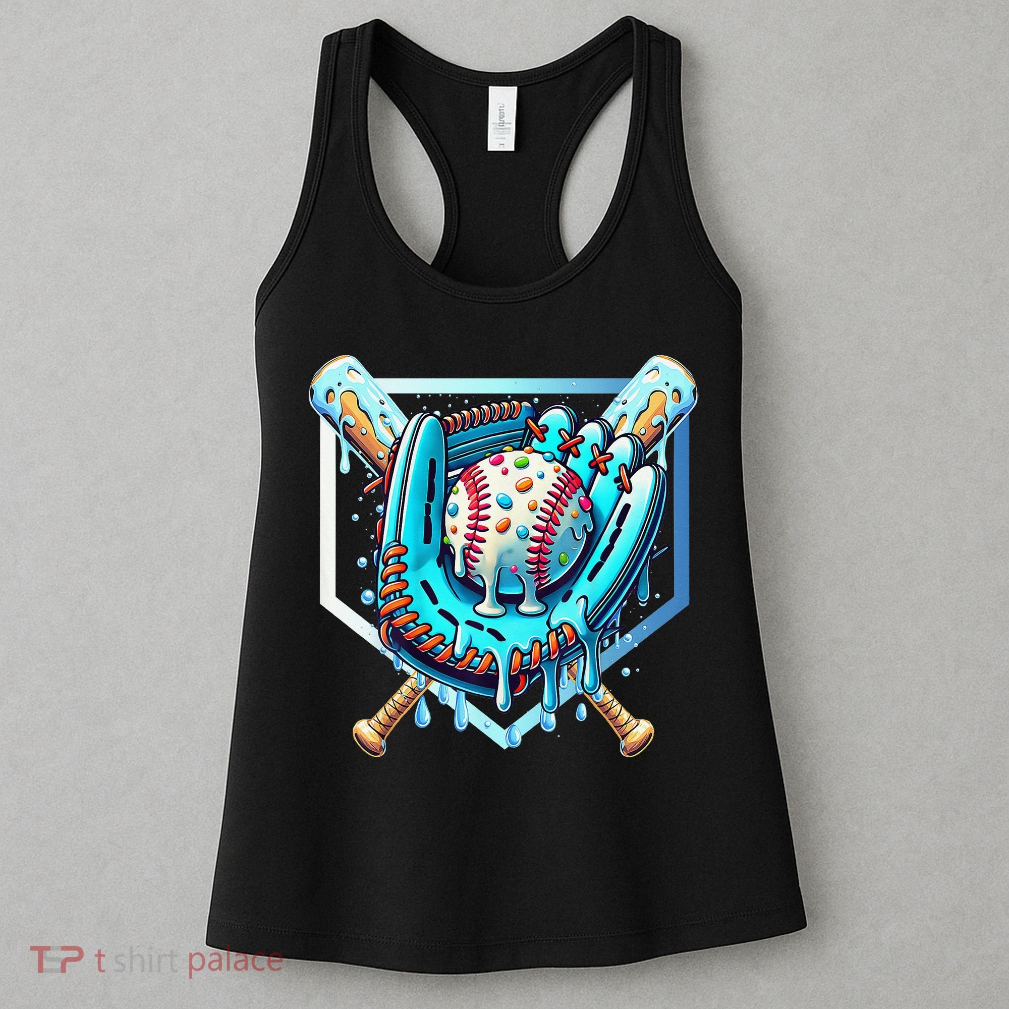 Baseball Drip Ice Cream Sprinkles Baseball Glove Women's Tank Top