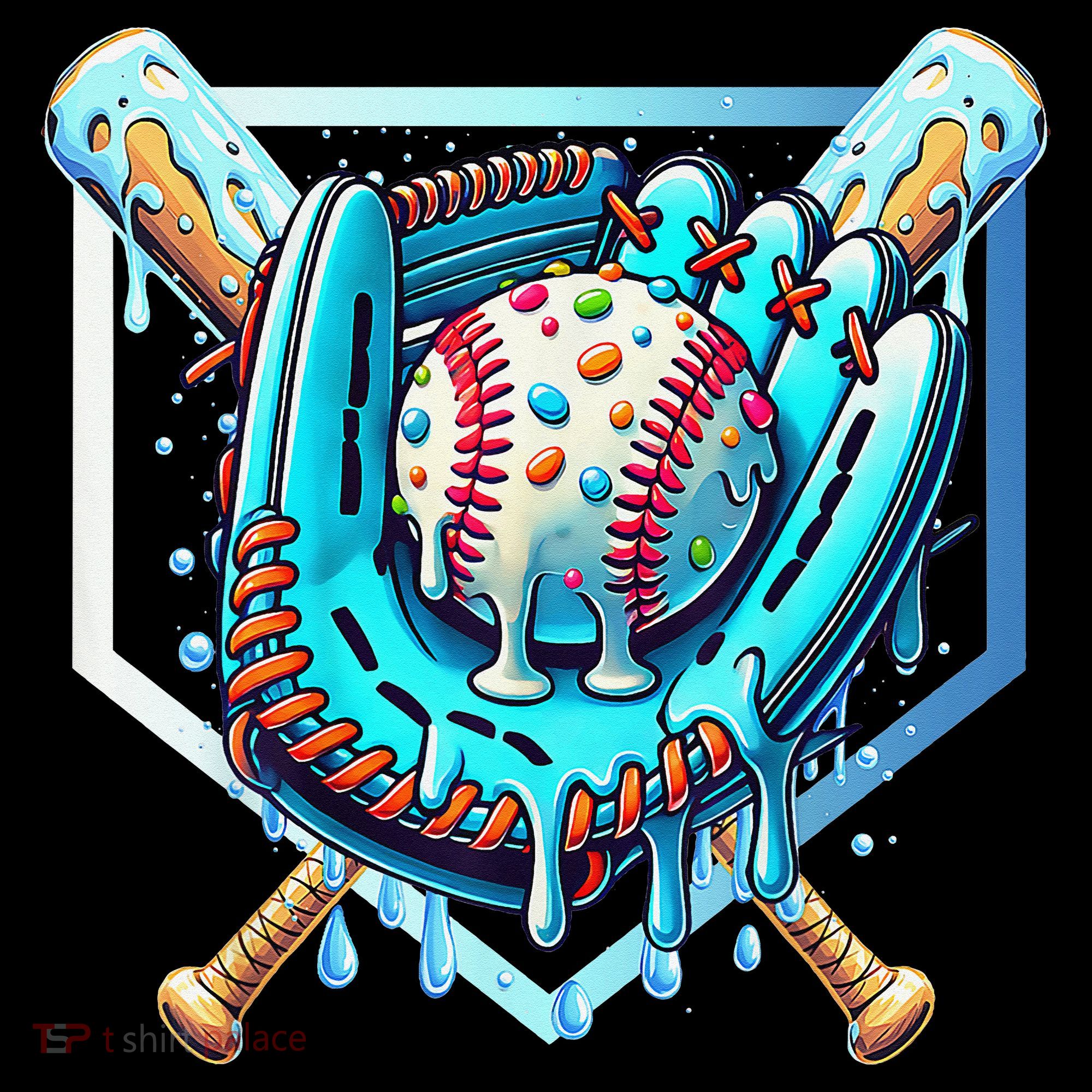 Baseball Drip Ice Cream Sprinkles Baseball Glove Women's Tank Top