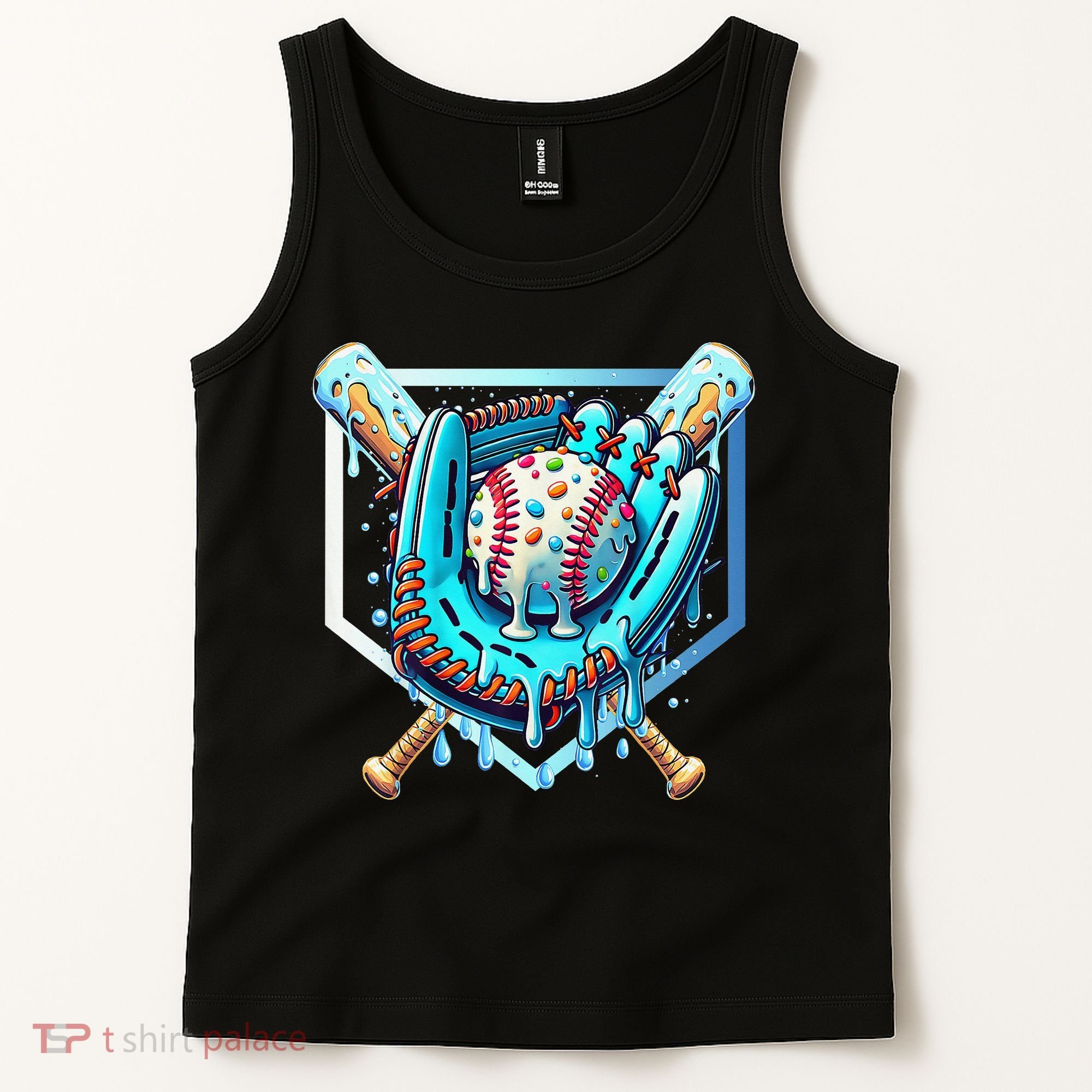 Baseball Drip Ice Cream Sprinkles Baseball Glove Tank Top