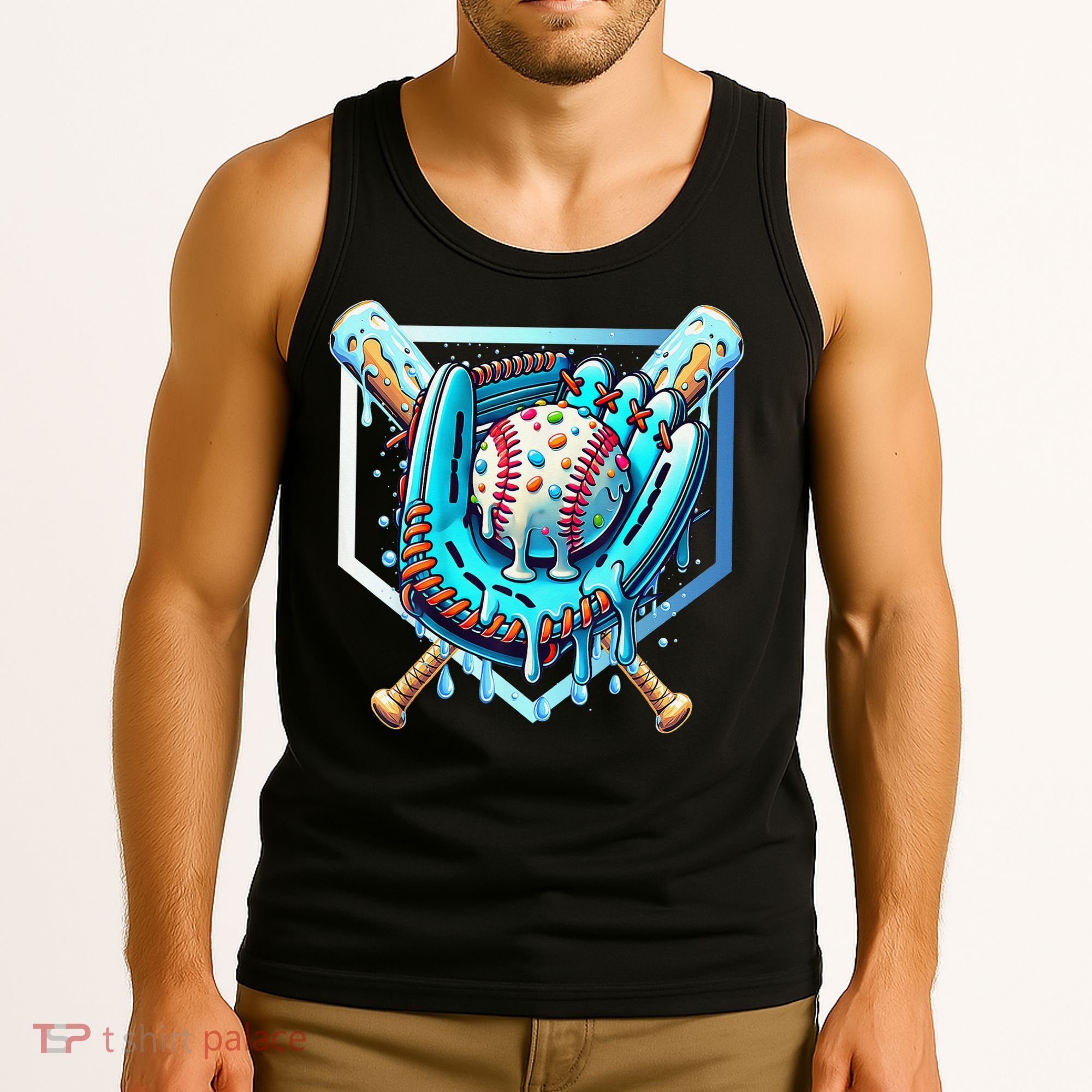 Baseball Drip Ice Cream Sprinkles Baseball Glove Tank Top