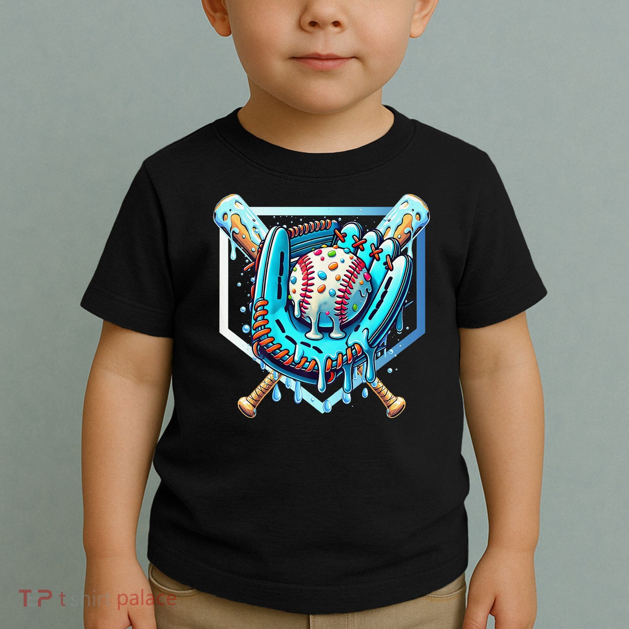Baseball Drip Ice Cream Sprinkles Baseball Glove Toddler T-Shirt