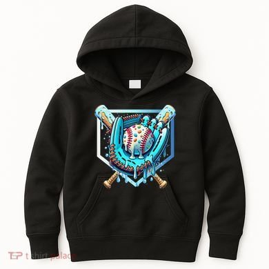 Baseball Drip Ice Cream Sprinkles Baseball Glove Kids Hoodie