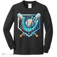 Baseball Drip Ice Cream Sprinkles Baseball Glove Kids Long Sleeve Shirt thumb 0
