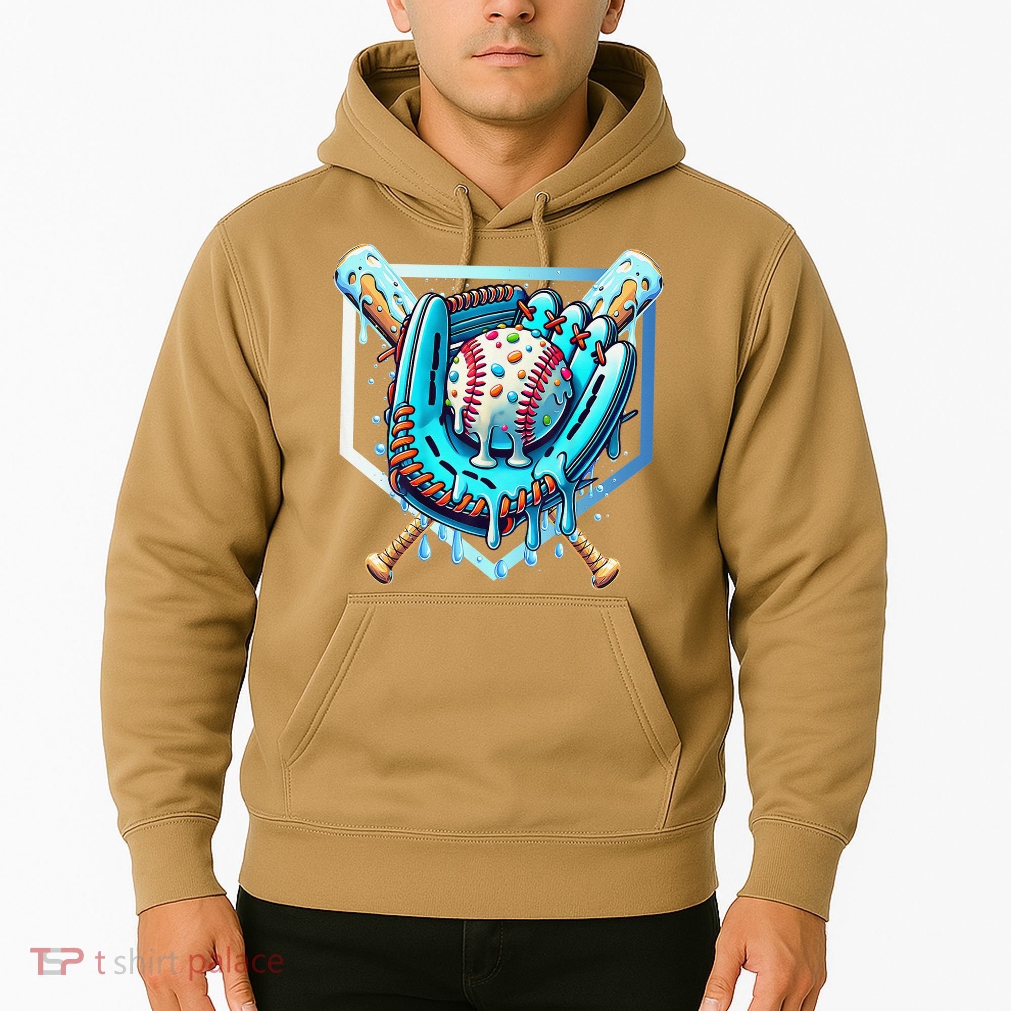 Baseball Drip Ice Cream Sprinkles Baseball Glove Hoodie