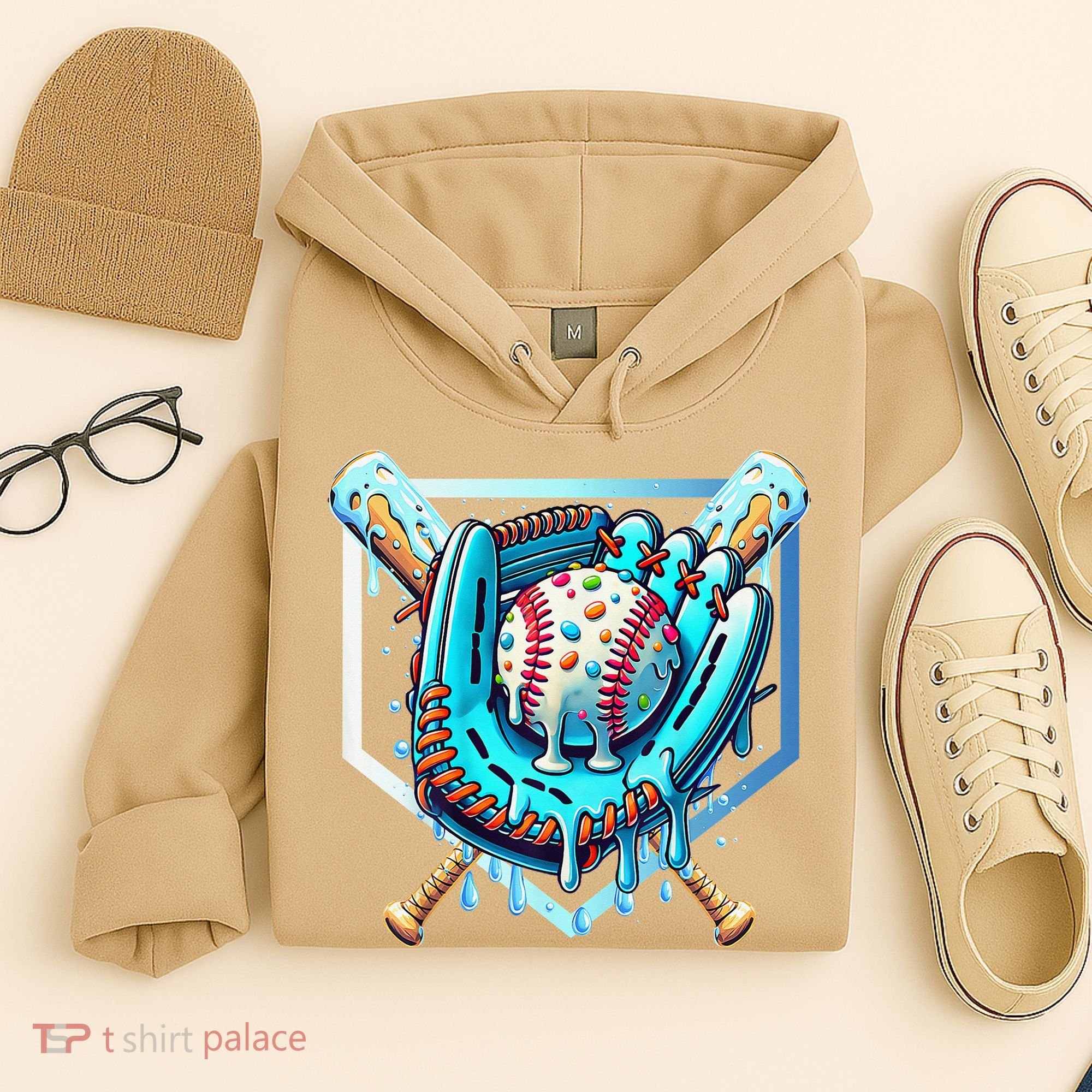 Baseball Drip Ice Cream Sprinkles Baseball Glove Hoodie