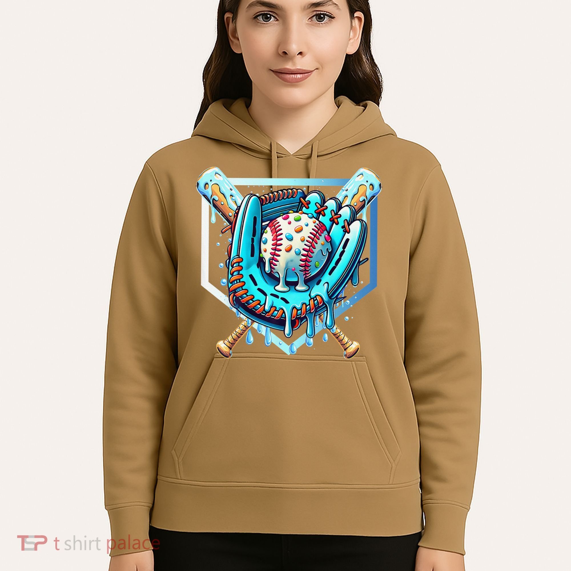 Baseball Drip Ice Cream Sprinkles Baseball Glove Hoodie