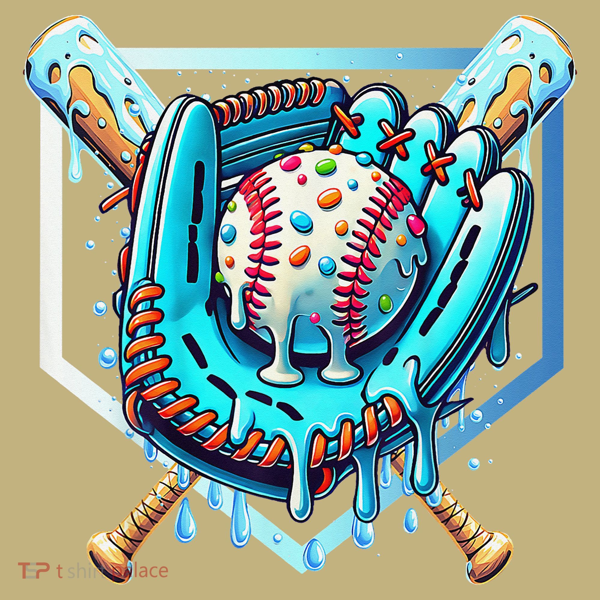 Baseball Drip Ice Cream Sprinkles Baseball Glove Long Sleeve Shirt