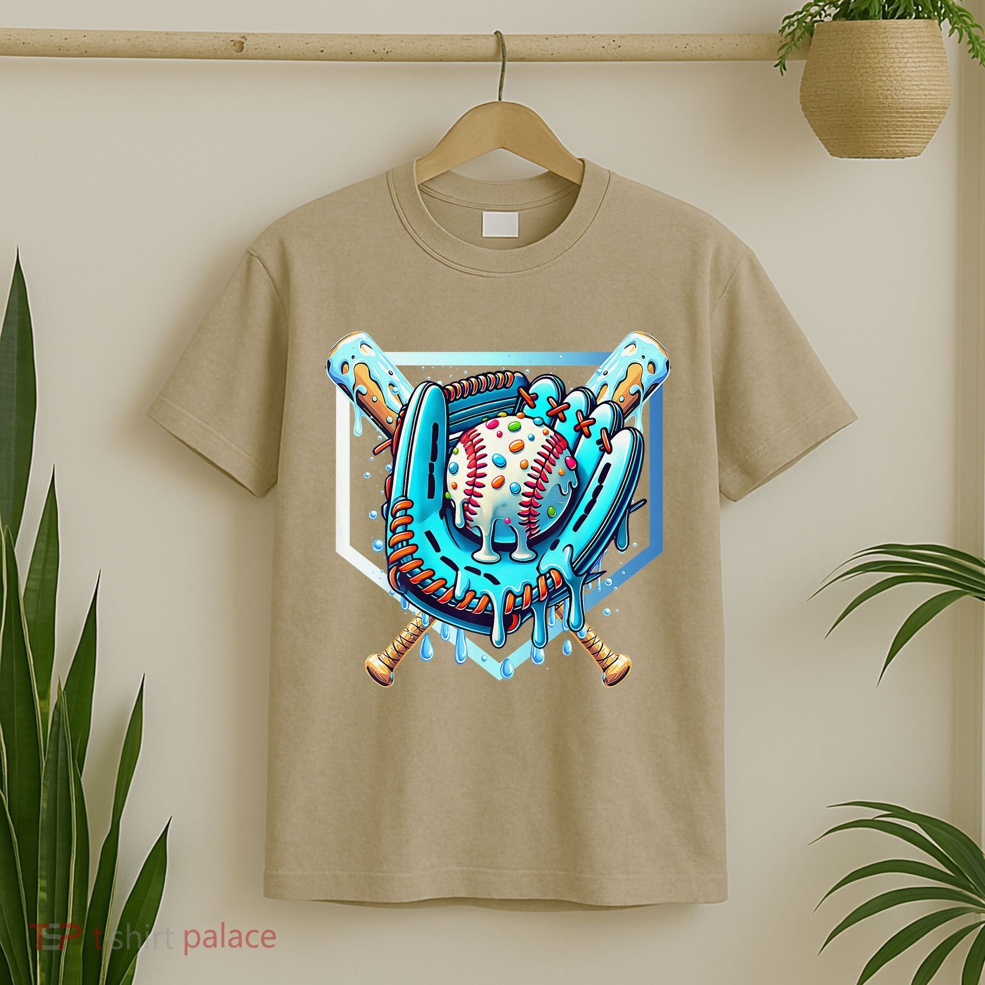 Baseball Drip Ice Cream Sprinkles Baseball Glove T-Shirt
