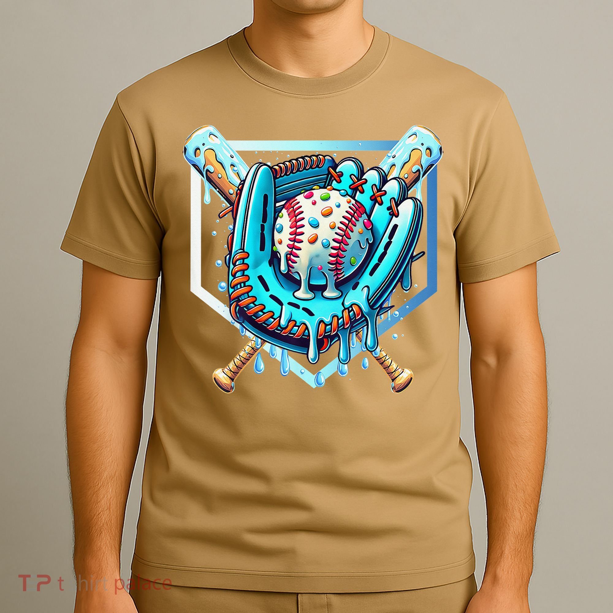Baseball Drip Ice Cream Sprinkles Baseball Glove T-Shirt