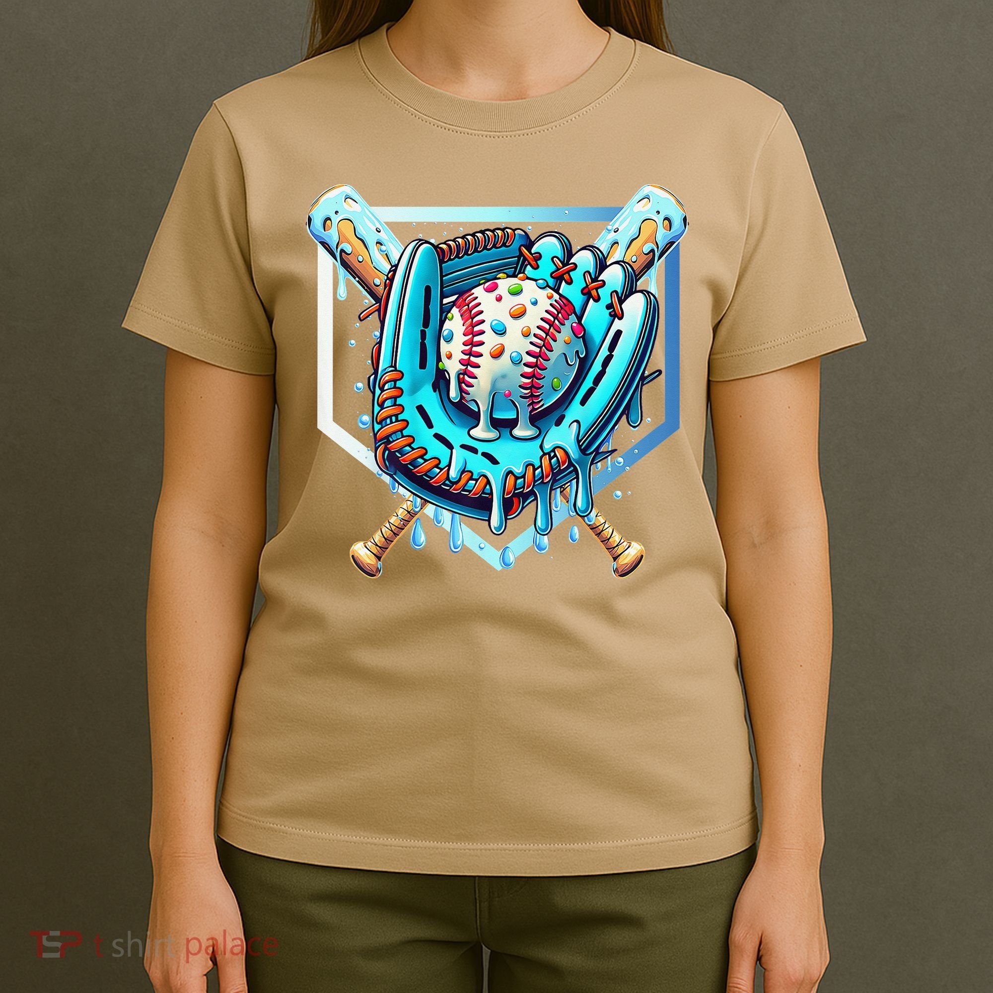 Baseball Drip Ice Cream Sprinkles Baseball Glove T-Shirt