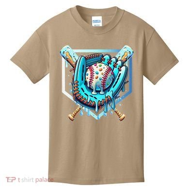 Baseball Drip Ice Cream Sprinkles Baseball Glove Kids T-Shirt