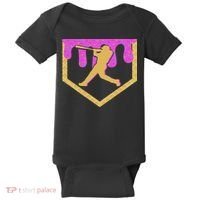Baseball Drip Ice Cream Sprinkles Baby Bodysuit thumb 0
