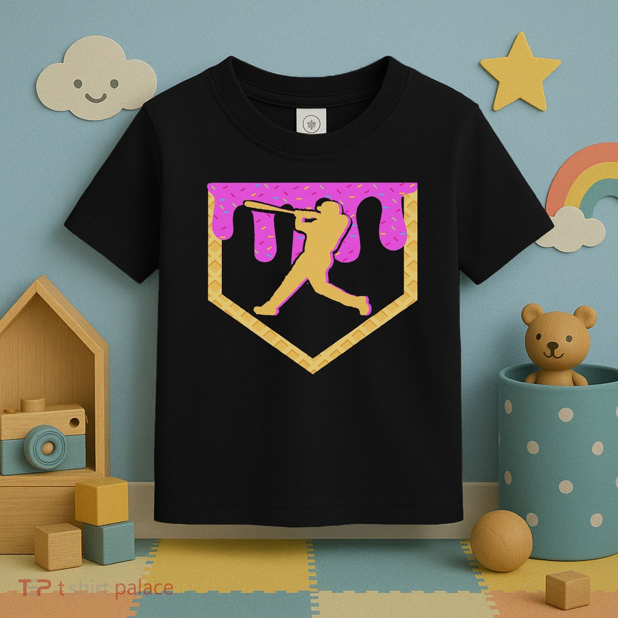 Baseball Drip Ice Cream Sprinkles Toddler T-Shirt