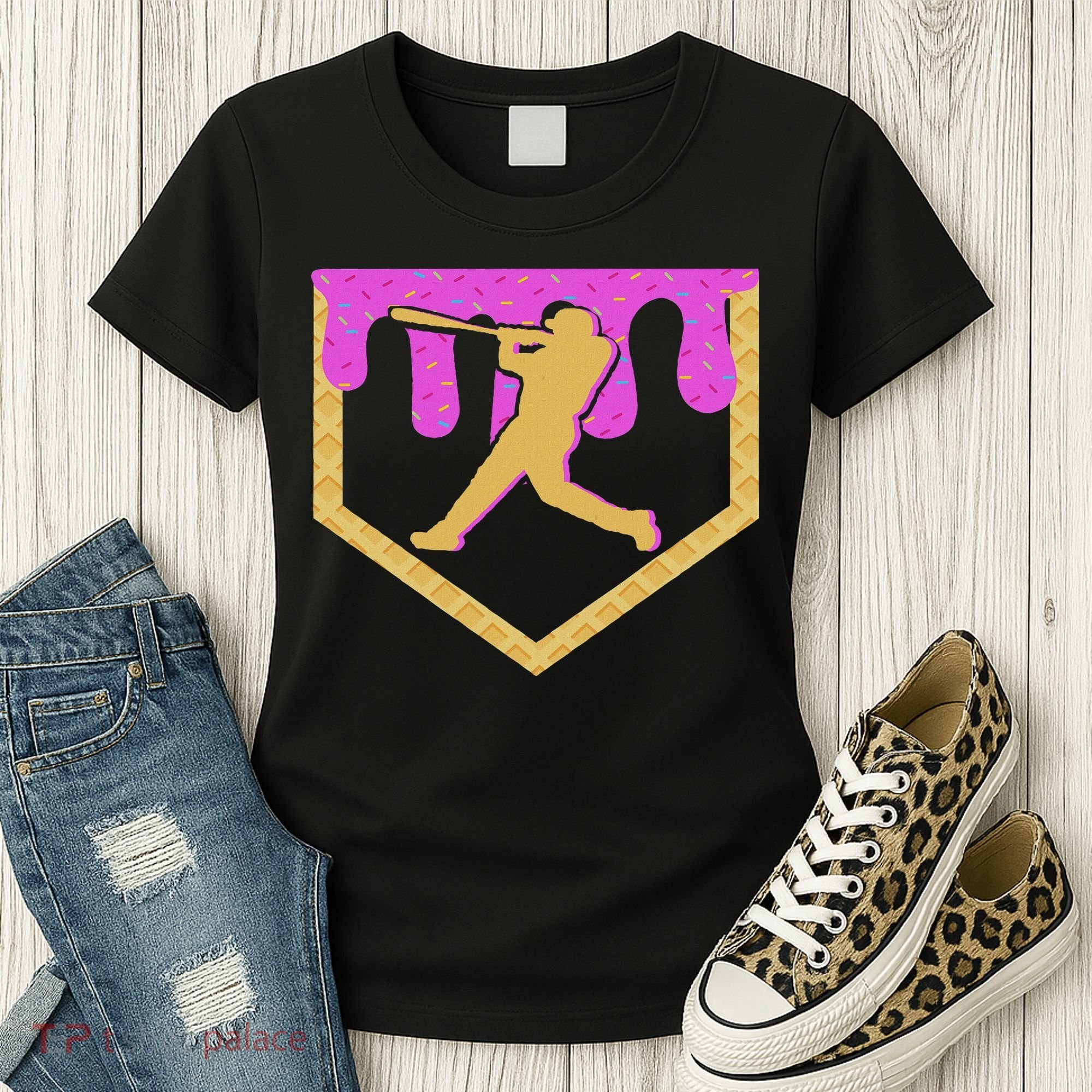 Baseball Drip Ice Cream Sprinkles Women's T-Shirt