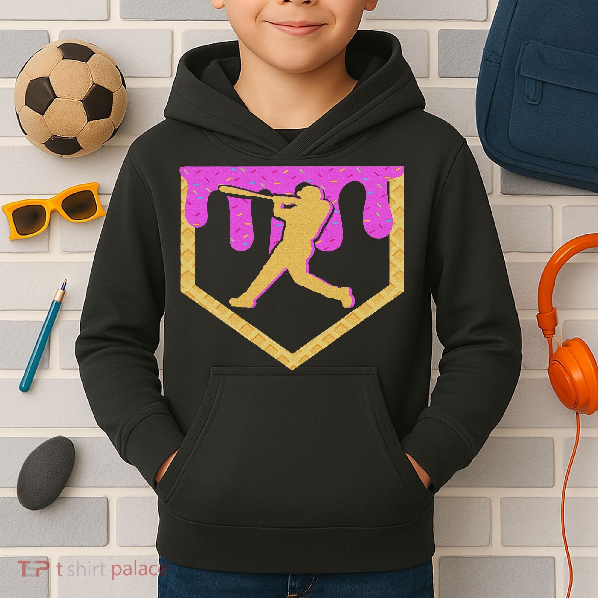 Baseball Drip Ice Cream Sprinkles Kids Hoodie