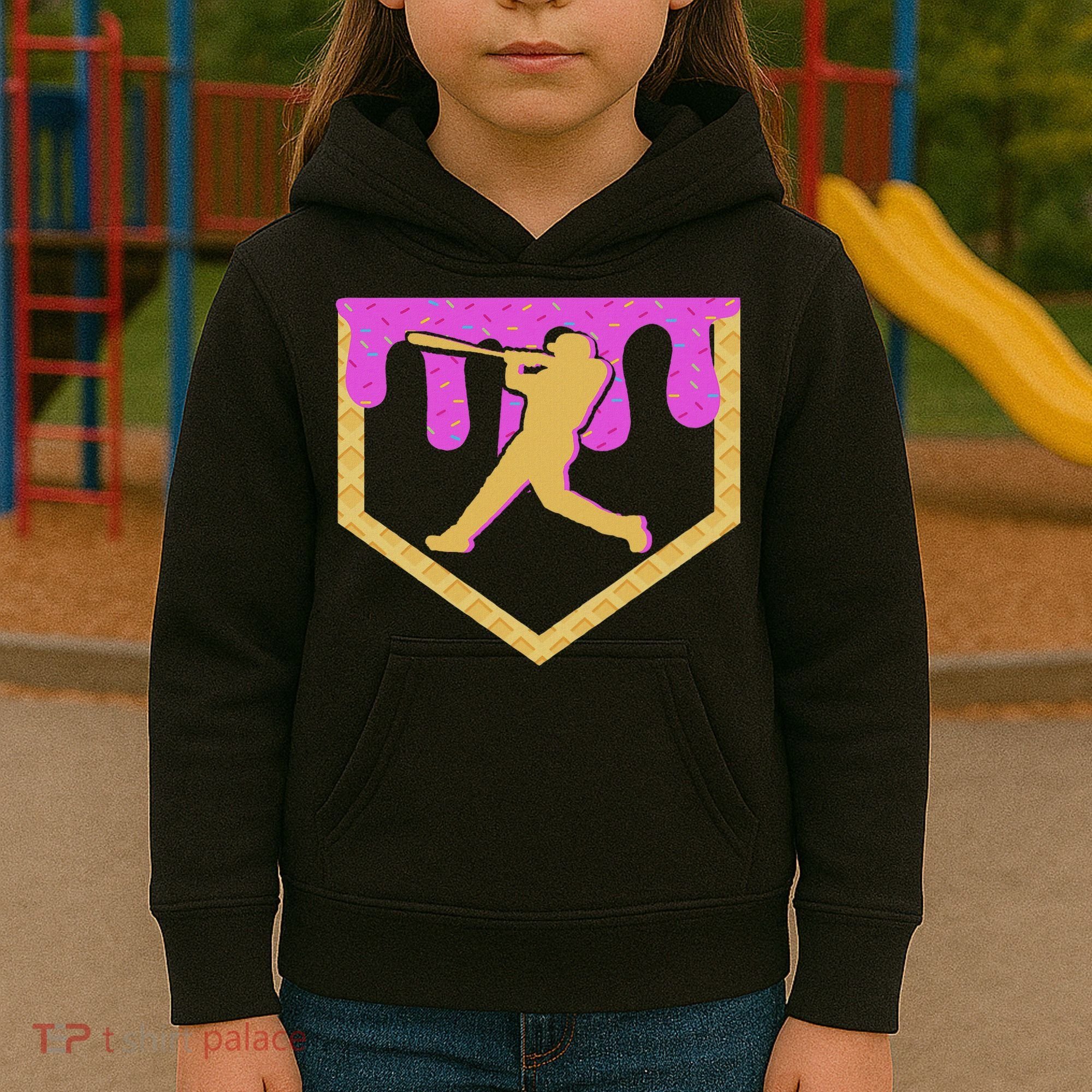Baseball Drip Ice Cream Sprinkles Kids Hoodie
