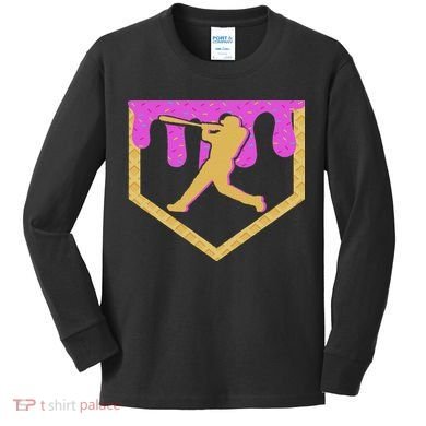 Baseball Drip Ice Cream Sprinkles Kids Long Sleeve Shirt