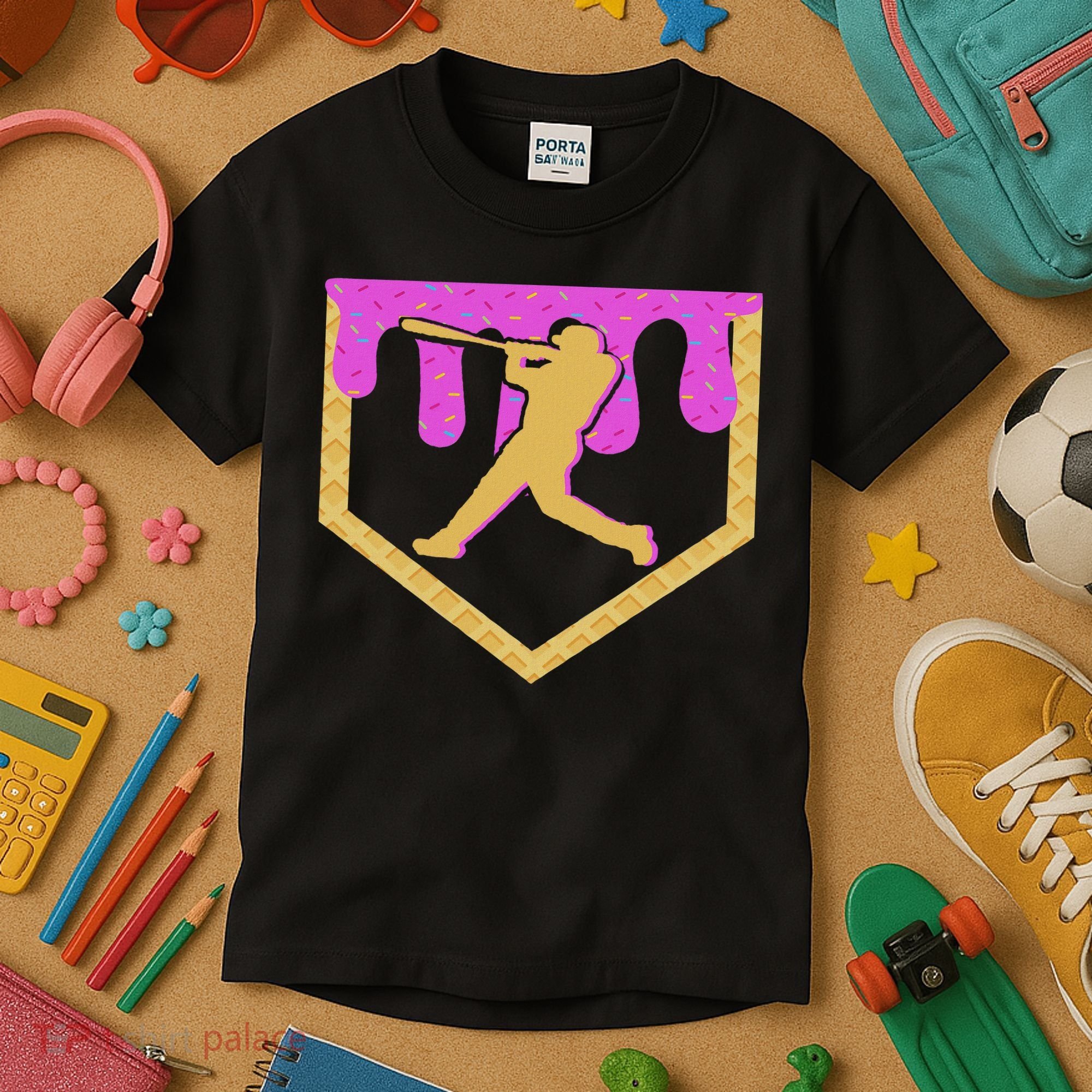Baseball Drip Ice Cream Sprinkles Kids T-Shirt