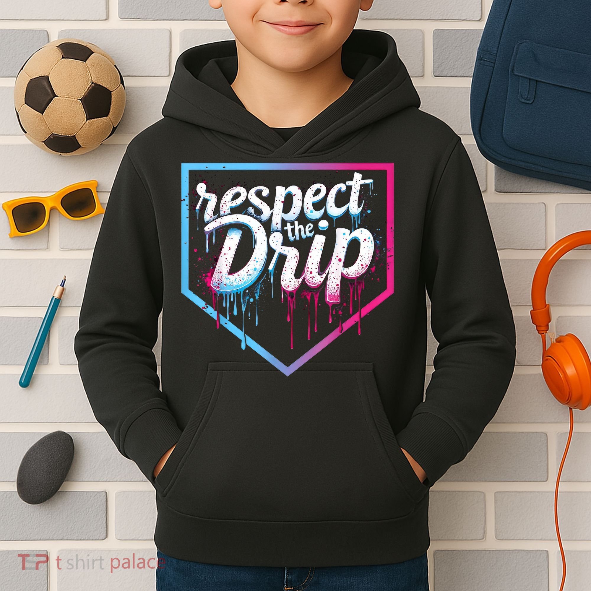 Baseball Drip Ice Cream Drip Baseball Kids Hoodie