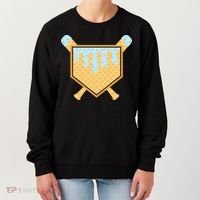 Baseball Drip Ice Cream Waffle Cone Bat Sports Women's Sweatshirt thumb 0