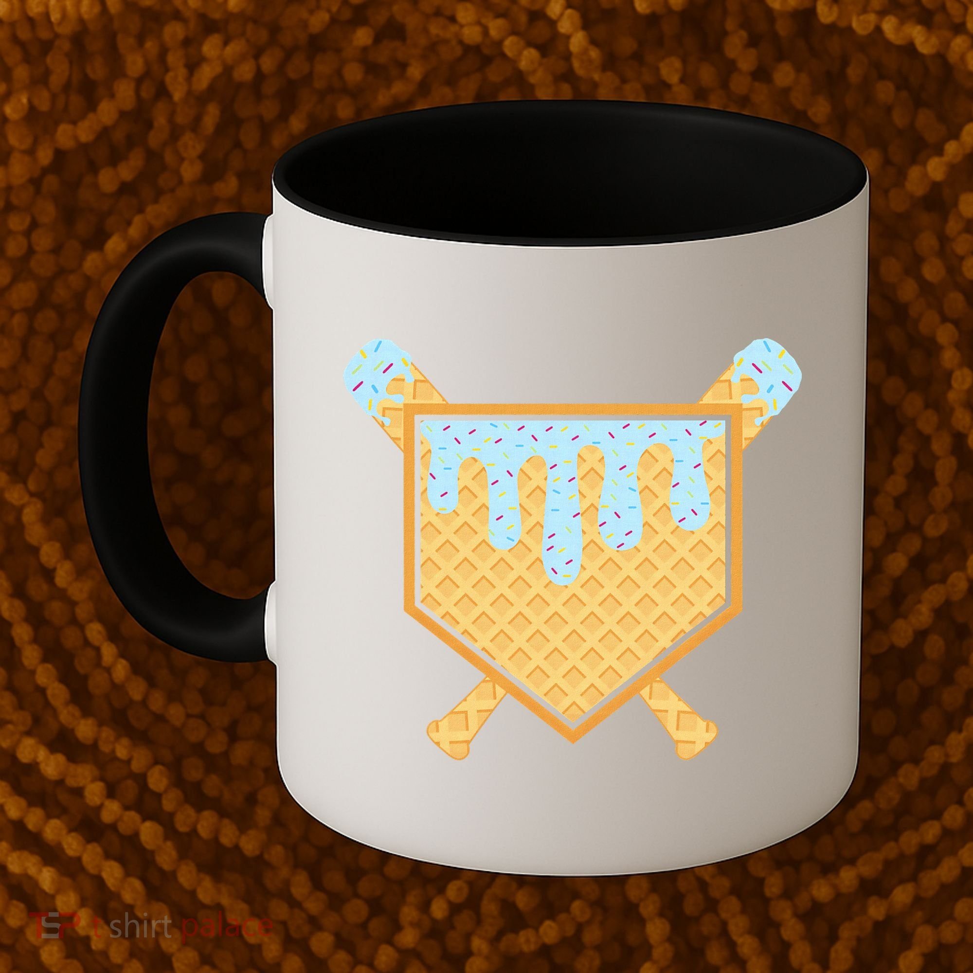 Baseball Drip Ice Cream Waffle Cone Bat Sports Coffee Mug