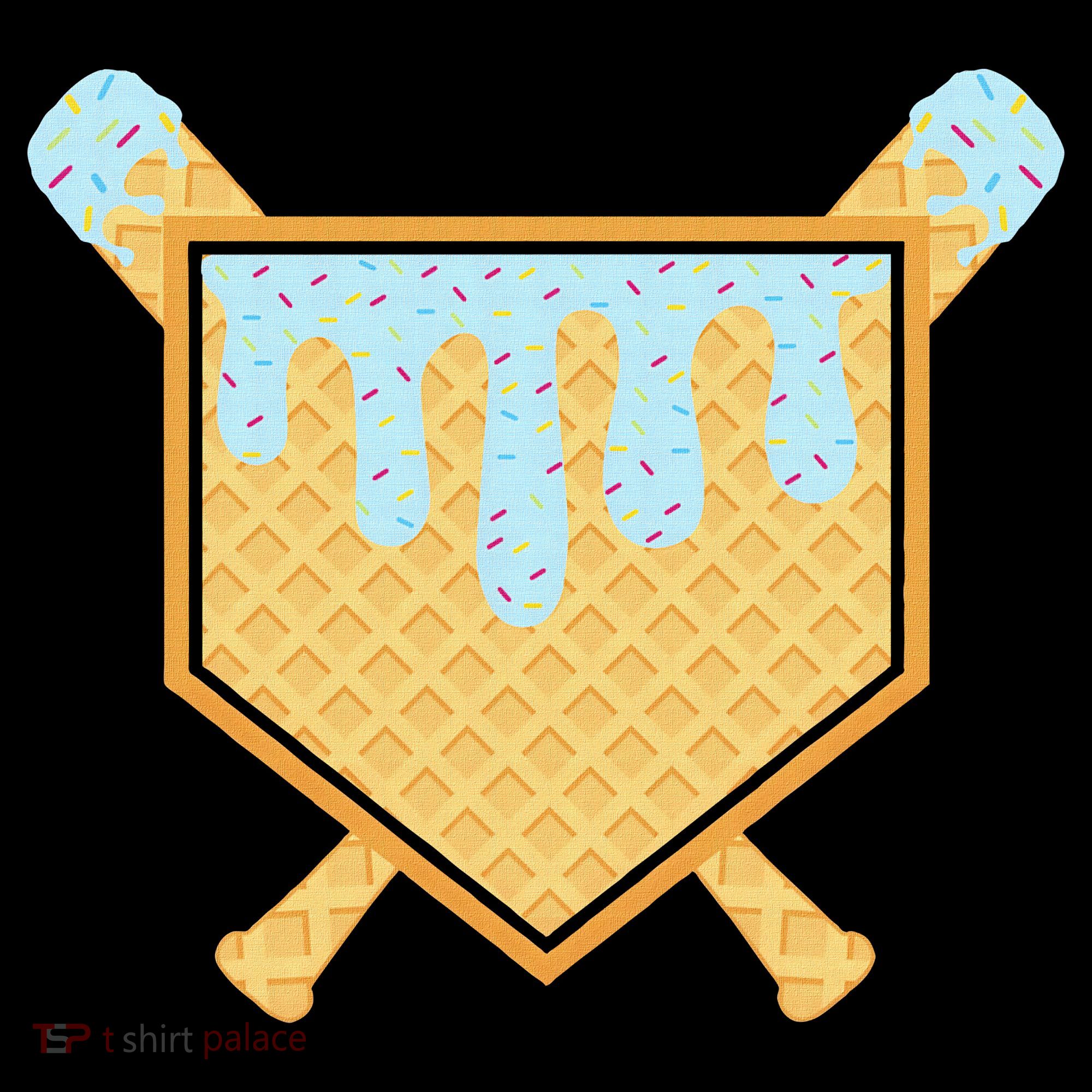 Baseball Drip Ice Cream Waffle Cone Bat Sports Women's Hoodie