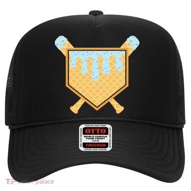 Baseball Drip Ice Cream Waffle Cone Bat Sports Hat