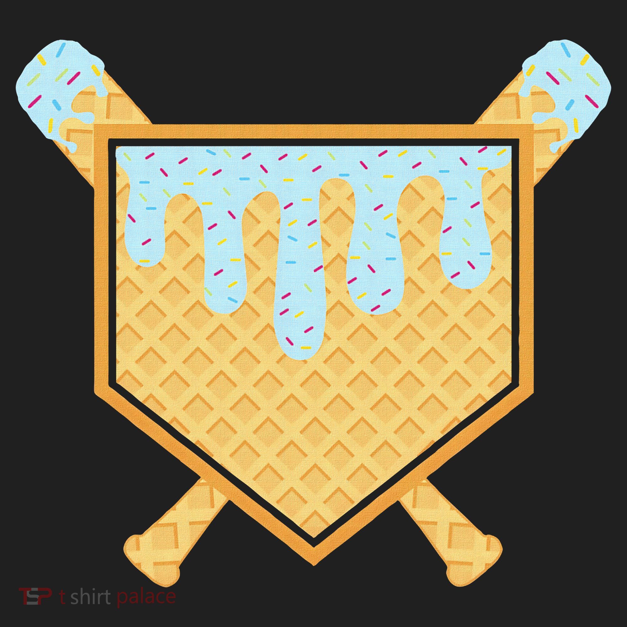 Baseball Drip Ice Cream Waffle Cone Bat Sports Golf Towel