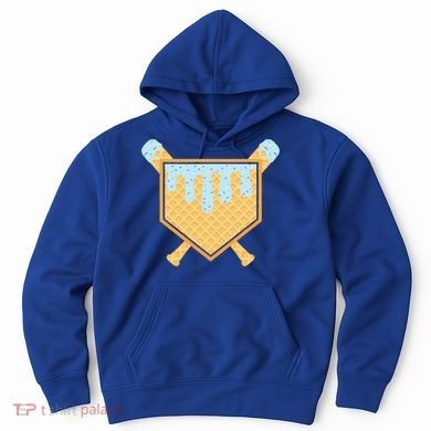 Baseball Drip Ice Cream Waffle Cone Bat Sports Hoodie