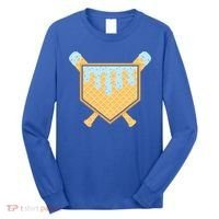 Baseball Drip Ice Cream Waffle Cone Bat Sports Long Sleeve Shirt thumb 0