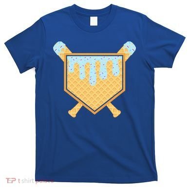 Baseball Drip Ice Cream Waffle Cone Bat Sports T-Shirt
