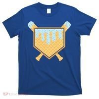Baseball Drip Ice Cream Waffle Cone Bat Sports T-Shirt thumb 0